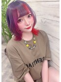 ☆CAPSULE☆インナーカラーレッド＆パープル。ウルフカット