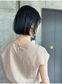 mowen 南堀 江　ミニボブ×ネイビーブルー×大人女子