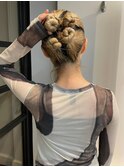 ヘアセット ヘアアレンジ お団子ヘア ハイトーン お呼ばれ 韓国
