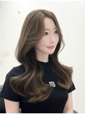 前髪なし上品な韓国風くびれヘアスタイル