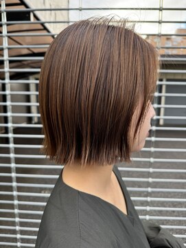ハイバレーヘアーメゾン(HIGH VALLEY HAIRMAISON) ラテカラーブラウンカラー外ハネボブ岡山南中央町
