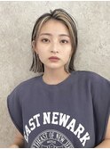 インナーカラーボブフェイスフレーミングベージュ顔周りボブ30代