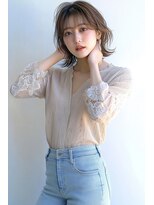 クシュ 所沢東口店(kusyu...)&nbsp;くびれヘア韓国風巻きアプリコットオレンジ夏ハイライトカラー