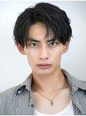 ショートコンマバング束感メンズアップバング