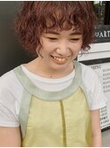 ショートボブ　くるくるパーマ