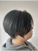 束感ショート×オリーブグレージュ