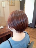 ショート  レイヤー  レッドブラウン   小顔　大人かわいい