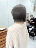 【sati 子安】切りっぱなしボブ×オリーブベージュ