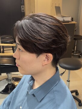 ブルニール 心斎橋(BLEUNIR) 毛流れ縮毛矯正 センターパート ニュアンスパーマ 韓国ヘア