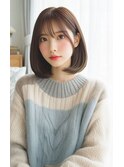 ★くびレイヤーボブルフネビージュ小顔ワンレンこなれミディ