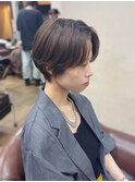 ハンサムショート センターパート ココアブラウン メンズライク