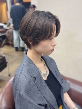 ハピネス 王寺店(Happiness) ハンサムショート センターパート ココアブラウン メンズライク