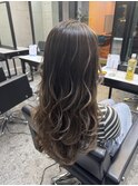 ダブルカラーケアブリーチグレーハイライトバレイヤージュ
