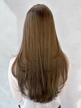 顔周りレイヤーロングおくれ毛前髪カット韓国ヘア_ba567371