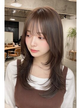 ノイエ 原宿 北参道(NoIE) ハッシュカットミディアムレイヤーココアブラウンダークアッシュ