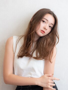 ララルーモ(LaLarOomo) ブリーチなしアッシュブルー×センターパートメルトカラー