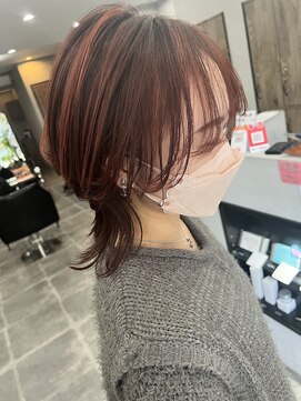 ローカス 昭島(Locus) マッシュウルフ/ハイライト/ピンクブラウン/白髪ぼかし