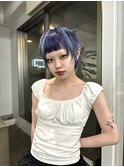 ラベンダーバイオレットとミントブルーのデザインショート