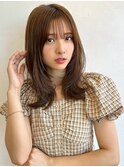 〈藤間〉顔まわりレイヤー/くびれヘア/シナモンベージュ