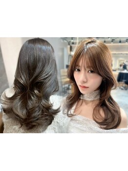 【学割U24カット＋カラー\7400】小顔レイヤーカット×艶カラーで創る韓国ヘア◆艶感溢れる美髪に導く[銀座]