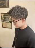 MEN'Sツーブロックテーパーフェードメッシュカラーヘアカット