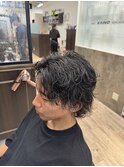 波巻き　ウルフ　ツーブロック