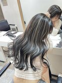 ホワイトグレージュミニウルフデジタルパーマチェリーブラウン