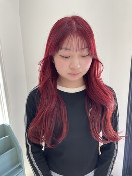 ニコ トウキョウ 渋谷(nico TOKYO) ダブルカラーチェリーレッドピンクブラウン韓国レイヤーロング