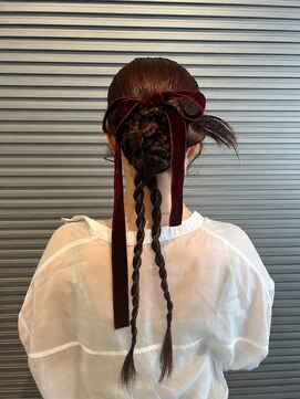 エッジ(EDGE) ベロアリボン×編みアレンジ