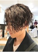 銀座スペインカールツイストパーマフェードフリンジカット強め