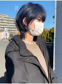 【LA PENSEE】マッシュウルフ くすみブルー ネイビー ミニウルフ