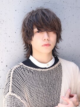 ネイビー(NAVY) マッシュウルフ ミックスカラー ローライトでオシャレ度アップ