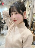 ナチュラル小顔前髪あり後れ毛サイドバング結べるボブくびれヘア