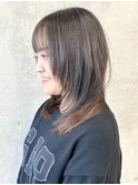 ＊顔周りレイヤーロングウルフシースルーバング外ハネ30代40代3