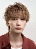 韓国ヘアカルマニュアンスコンマバングセンターパート黒髪ウルフ