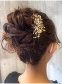 ヘアセット お呼ばれへア 編み下ろし 三つ編み 透明感カラー