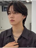 センターパート 韓国風ヘア ウルフショート 束感 フェザーパーマ