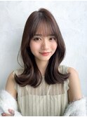 くびれミディアムレイヤーカット顔周り韓国くびれヘア