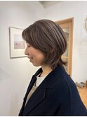 30代40代50代大人ミディアムレイヤー小顔前髪あり白髪染め