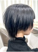 黒髪ショートネオウルフ顔まわりレイヤーカット髪質改善渋谷