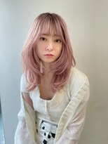 ヌイ 横浜(nui) ピンクベージュレイヤー_エアリーミディホワイトアッシュ