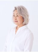 【えがお美容室】60代に人気◎白髪を活かしたふんわりボブ