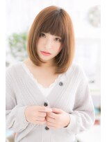 ミック ヘアアンドメイク アップ 駒込店(miq Hair&Make up)&nbsp;重軽大人ガーリー厚めバングモーブカラーぷつっとボブa1