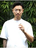 *メンズ短髪ラフカール黒髪七三　スーツビジネスナチュラル*