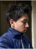 アップバングツーブロックバーバーフェードツイストメッシュ