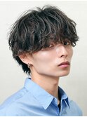 シースルーフェザーパーマ黒髪マッシュウルフツイストスパイラル