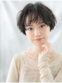 グレージュニュアンスパーマ丸みショートr古河20代30代40代