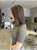 春イメチェン◎透明感グレージュハイライトミディ