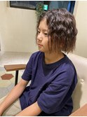 波巻きツイストスパイラル/刈り上げセンターパート/溝の口