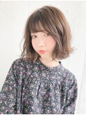 ゆるふわ 切りっぱなしボブ 流しバング